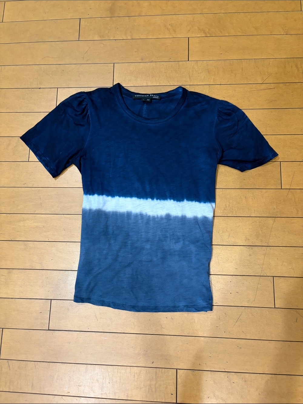 Veronica Beard Navy and Light Blue Tie-Dye Short Sleeve Tee